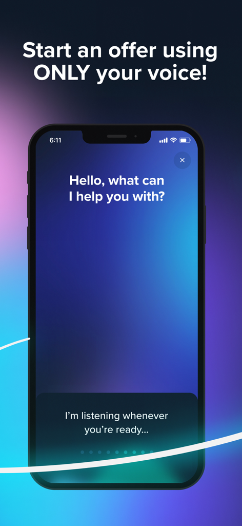 SkySlope mobile app interface featuring a voice assistant to start real estate offers hands free