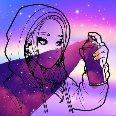 a realistic girl, spray painting