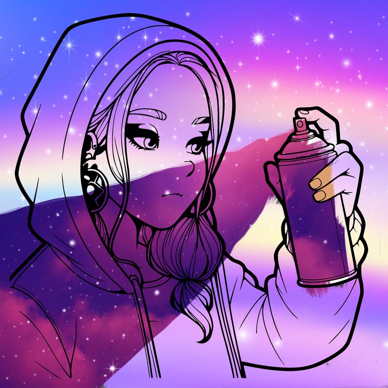 a realistic girl, spray painting