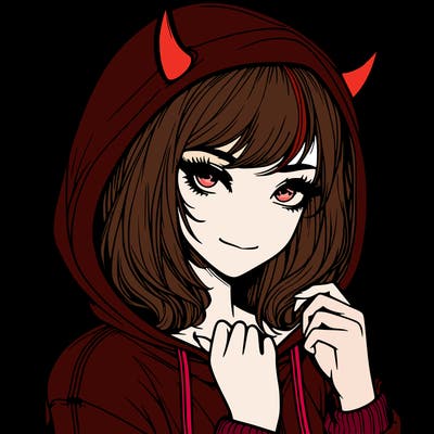 realistic girl with devil hoodie