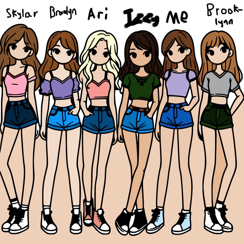 a group of girls wearing crop tops and shorts