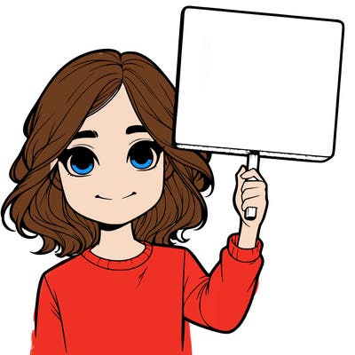 realistic girl holding up a sign