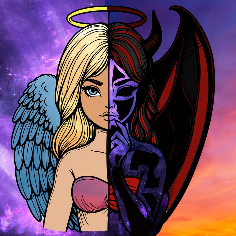 realistic angel half demon