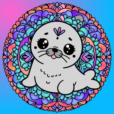 a cute baby seal mandala