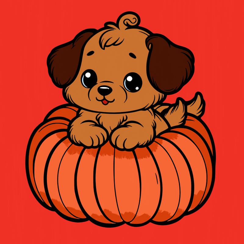 cute little puppy in a pumpkin