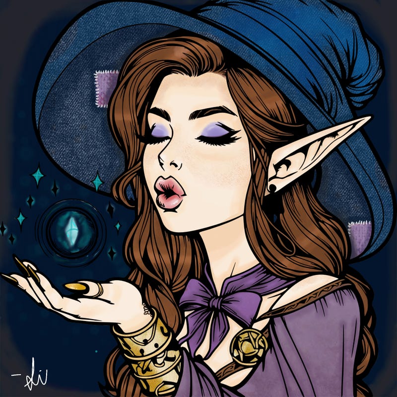 realistic elf casting a spell with lips