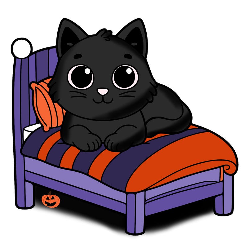 cat on a bed