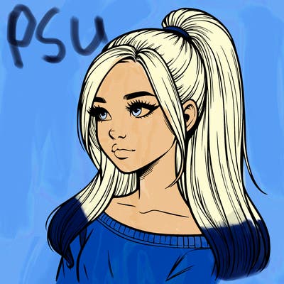 realistic girl with a high ponytail