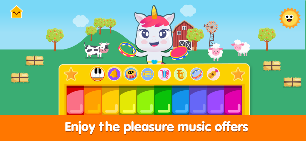 Wow Kids Baby Piano - Interactive toddler piano with colorful keys and animal farm background