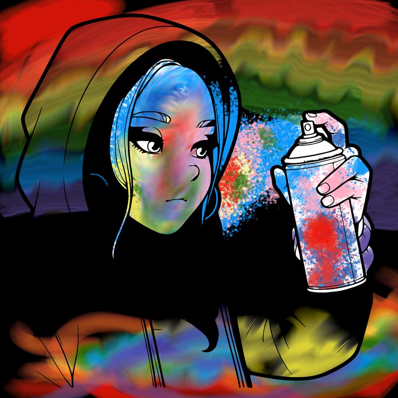 a realistic girl, spray painting