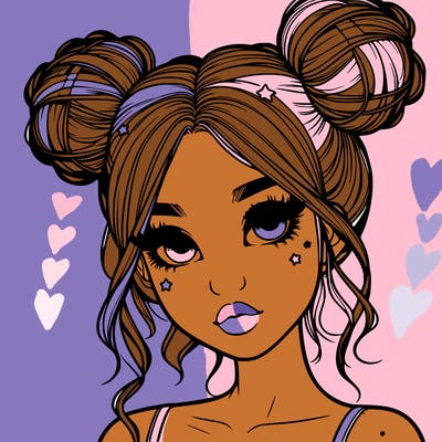 realistic girl with space buns