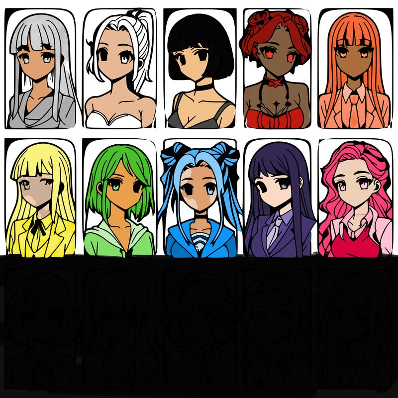 girls that look diffrent anime