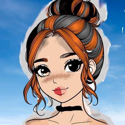 realistic pretty girl with hair in bun