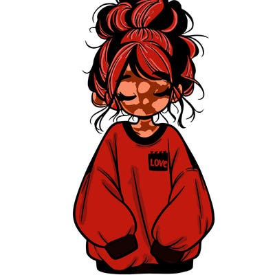 girl with baggy sweatshirt and messy bun