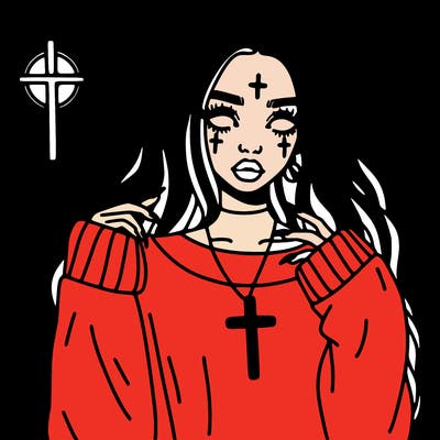 aesthetic girl with cross