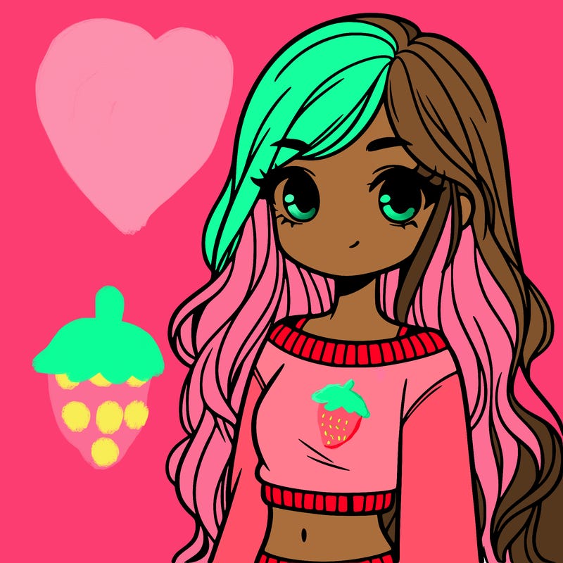 girl with long hair and a crop top with a sweater