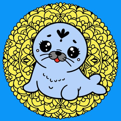 a cute baby seal mandala