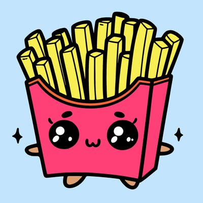 a cute. french fries
