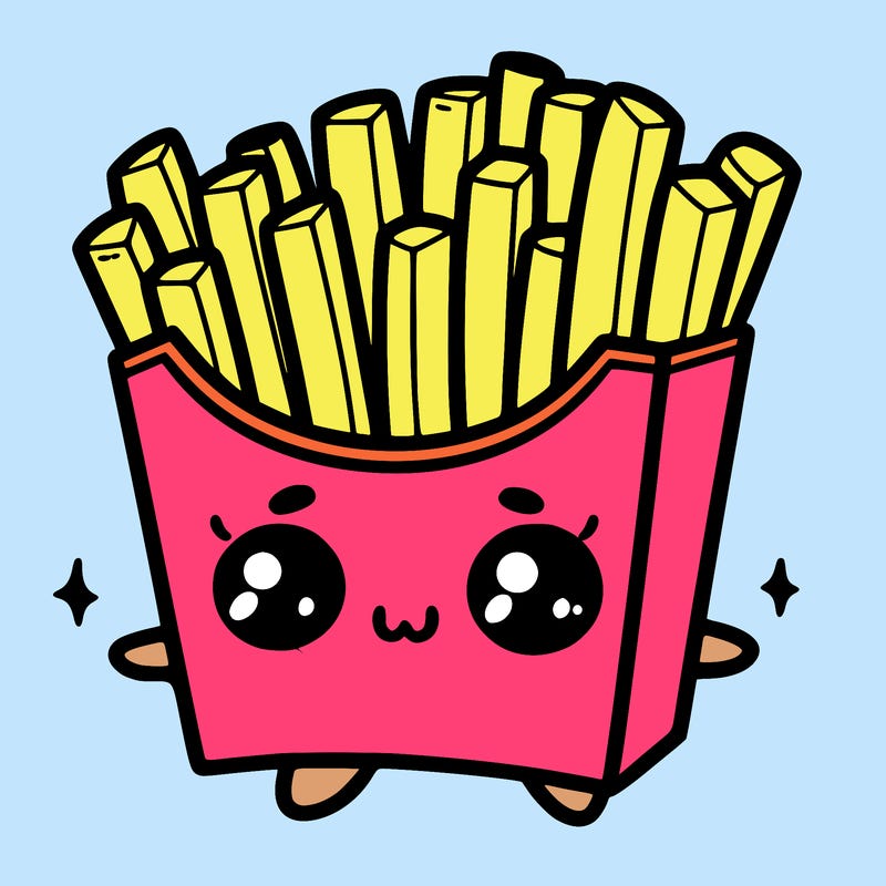 a cute. french fries