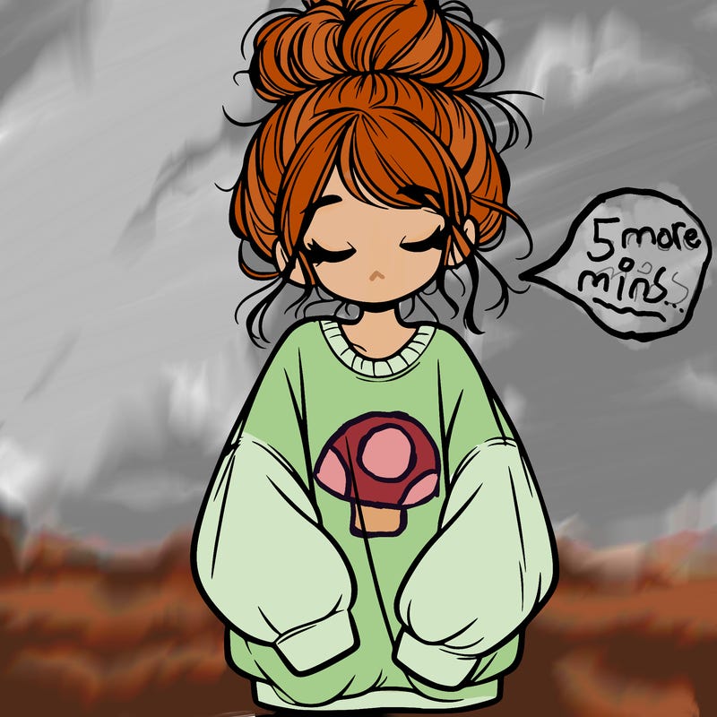 girl with baggy sweatshirt and messy bun