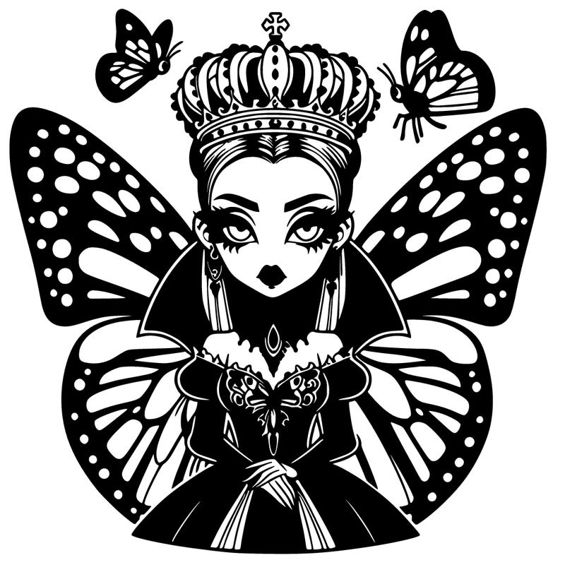 gothic queen with monarch butterfly inspired look