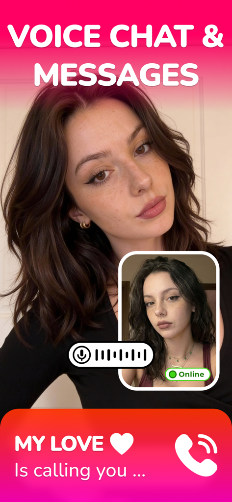 AI Girlfriend Chat : Jelly - Interface of Jelly AI app showing an incoming voice call and messages from a virtual AI girlfriend