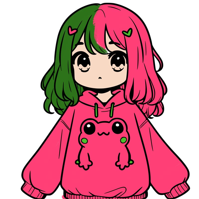 girl wearing frogging sweatshirt