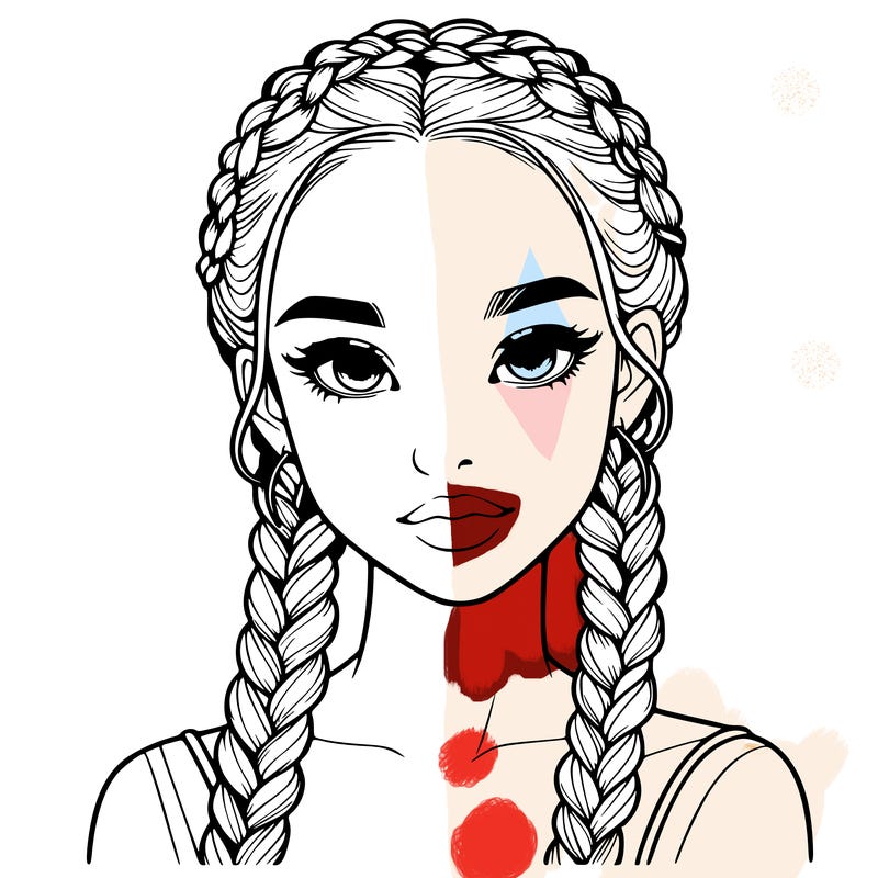 realistic girl with braids