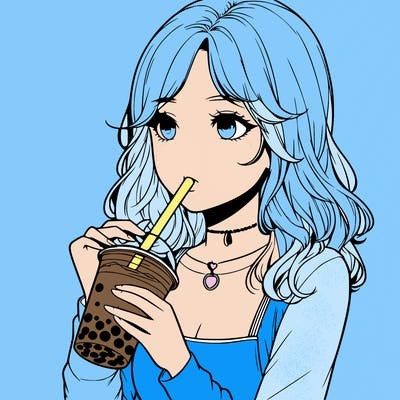 realistic girl drinking boba tea