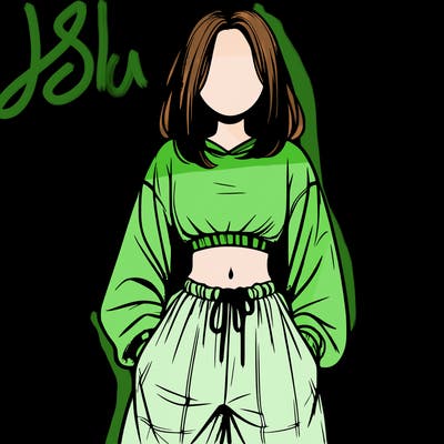 realistic girl faceless with baggy pants and a crop top