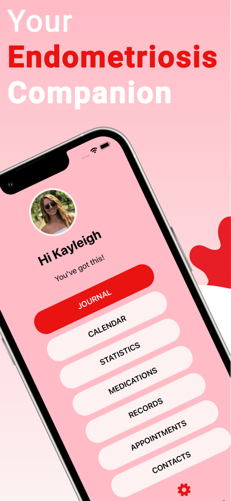 ENdi: Endometriosis Management - Main dashboard of the ENdi app featuring health tracking tools for endometriosis management