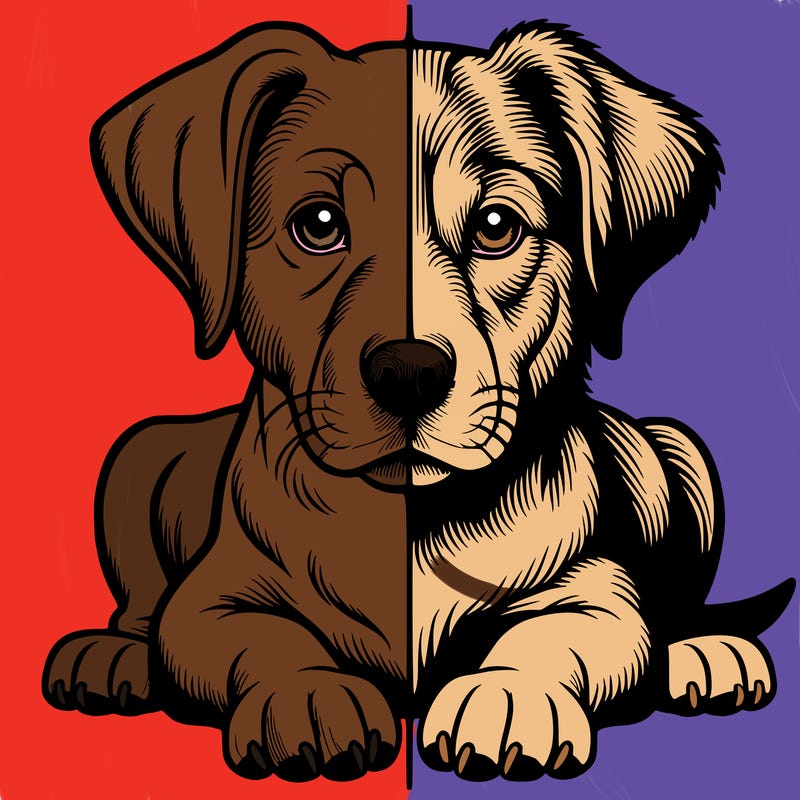 realistic dog split picture