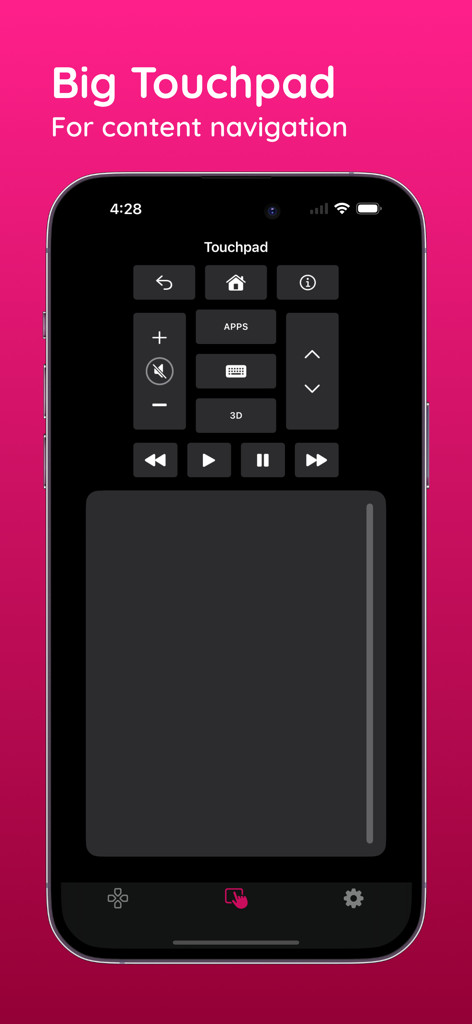 LGmote — LG TV Remote - LGmote app interface showing a large touchpad for LG TV content navigation