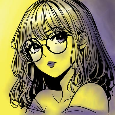 manga woman character with glasses and nice lips