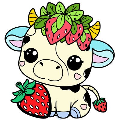 cute strawberry cow