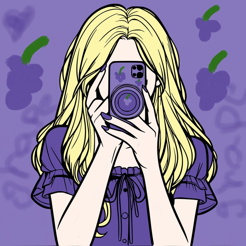 a realistic girl holding her phone taking pictures