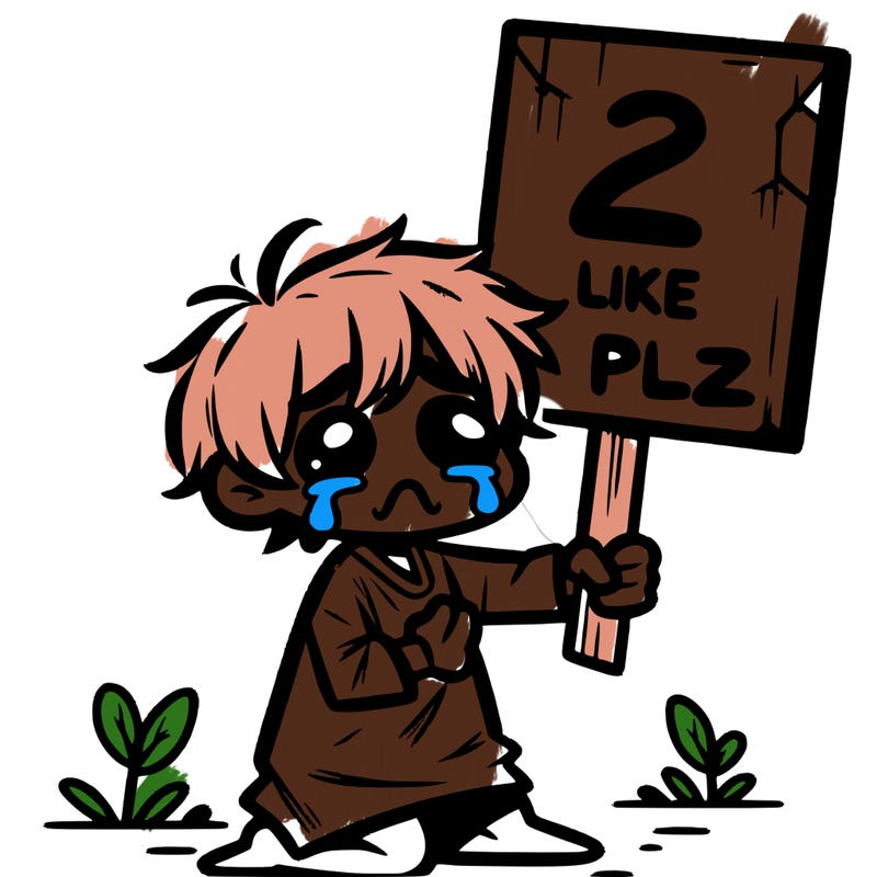 small poor toddler crying with sign that says 2 like plz