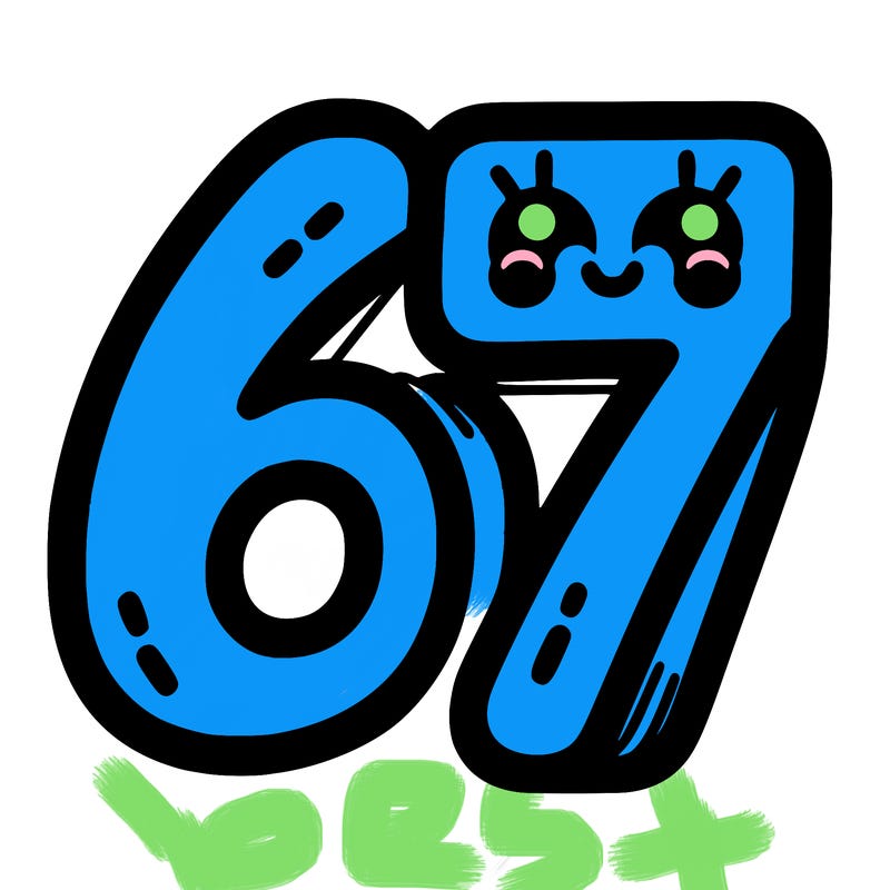the numbers 67