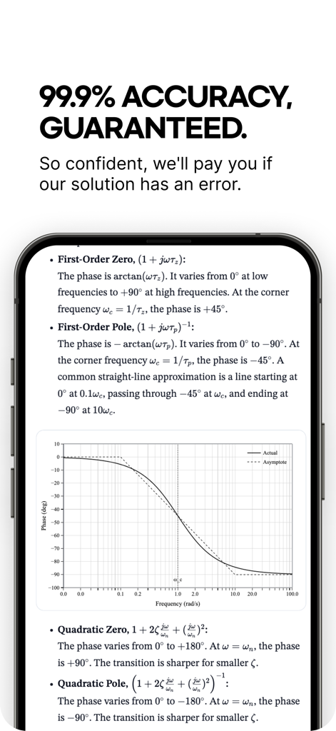GPAI: AI Homework Solver - GPAI app interface showing complex engineering notes and a 99.9 percent accuracy guarantee
