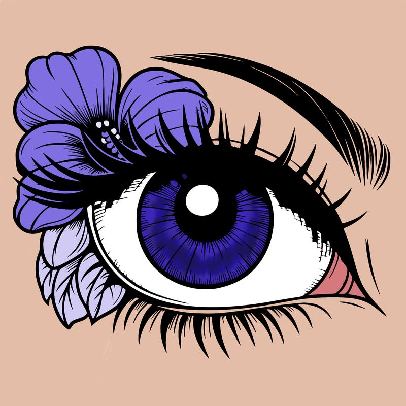 realistic eye with flower
