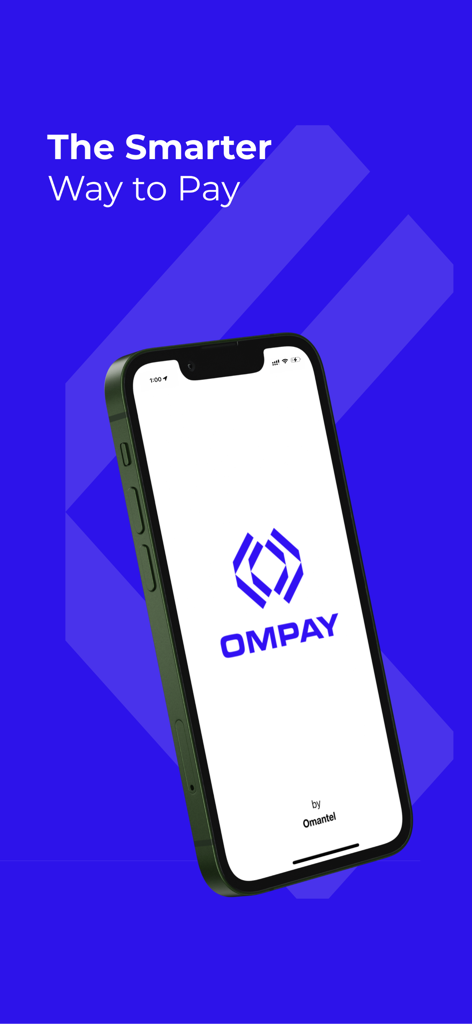 OMPAY - OMPAY mobile wallet app welcome screen featuring the logo and slogan The Smarter Way to Pay
