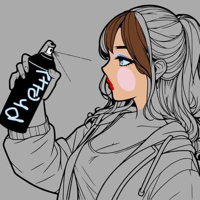 a realistic girl spray, painting