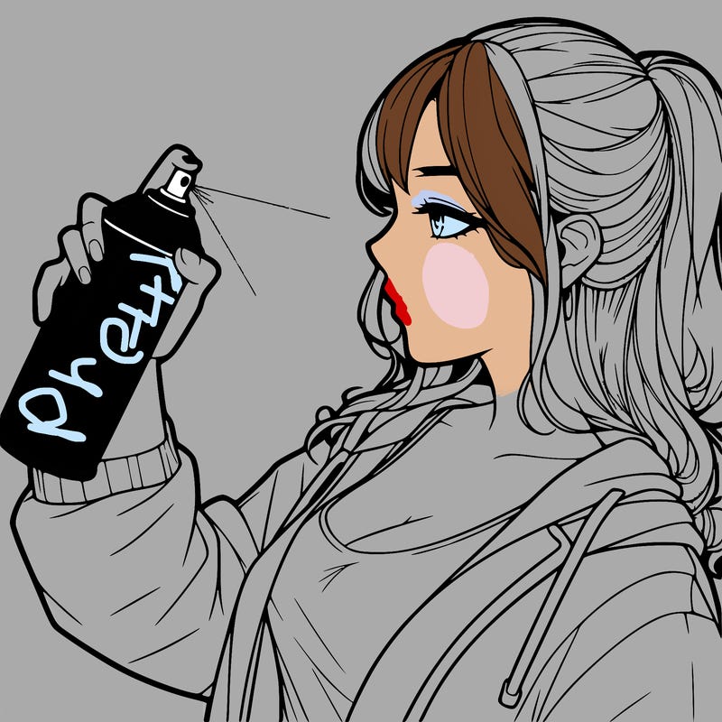 a realistic girl spray, painting