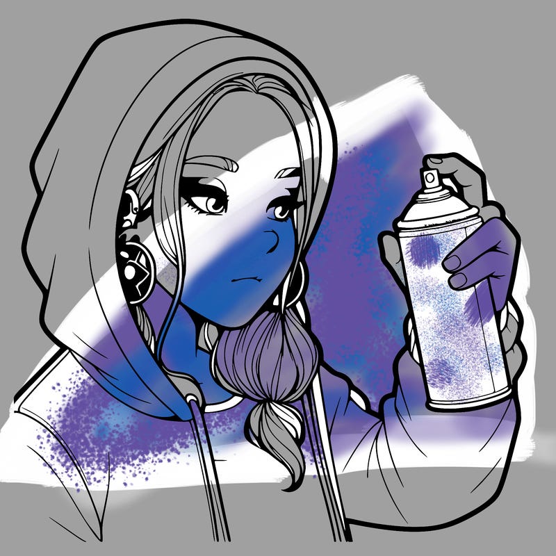 a realistic girl, spray painting