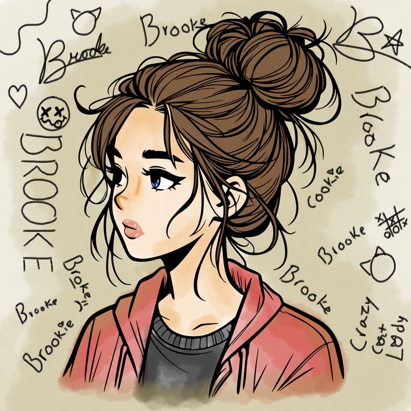 realistic teenage girl with a messy bun