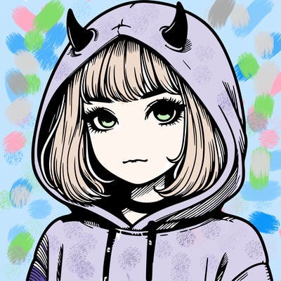 realistic girl with devil hoodie