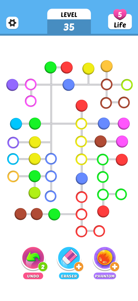 Color Dots! - Color Dots mobile game level 35 gameplay featuring colorful dots on connected paths