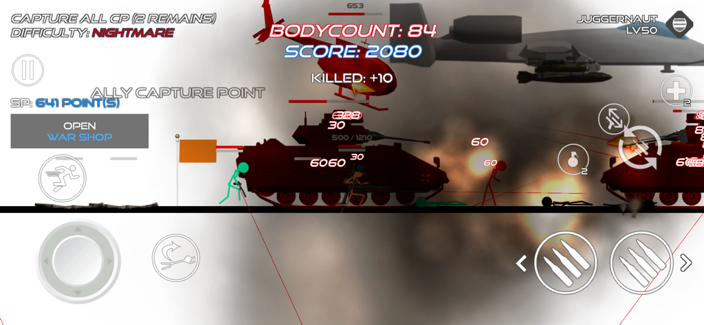 Action packed stickman combat featuring tanks and aircraft in Stick Warfare Blood Strike