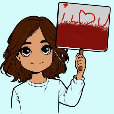 realistic girl holding up a sign