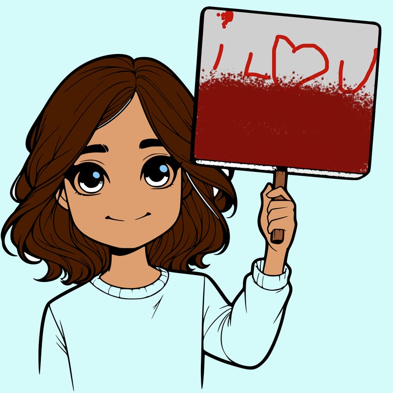 realistic girl holding up a sign